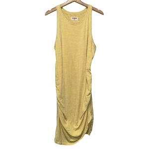 The Normal Brand Ruched Midi Dress XL Yellow Sleeveless Cotton‎ Casual Coastal
